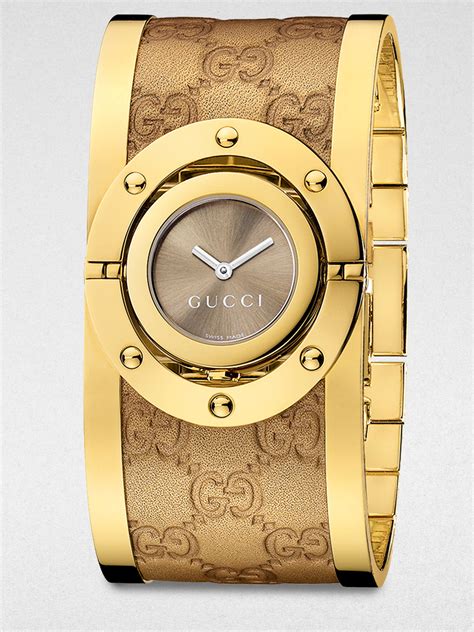 gucci gold bracelet watch women& 39|Gucci gold bangle watches ladies.